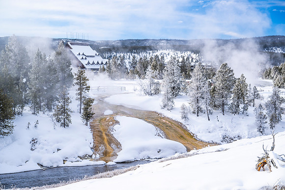 OLD FAITHFUL INN DURING WINTER