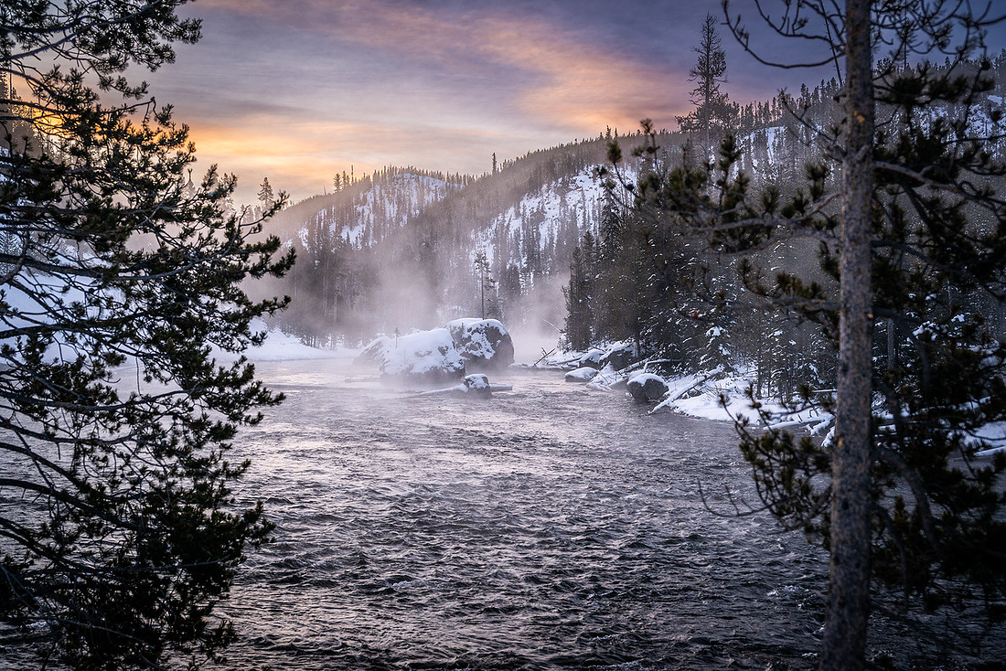 MORNING STEAM ON THE FIREHOLE RIVER