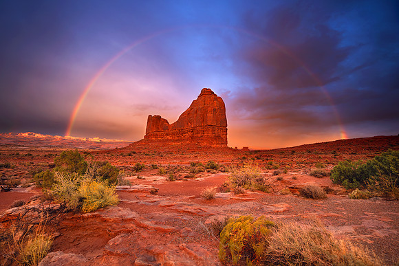 RAINBOW OVER ARCHES NATIONAL PARK