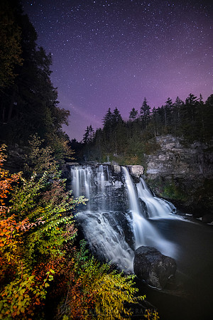 AUTUMN WATERFALL AT NIGHT