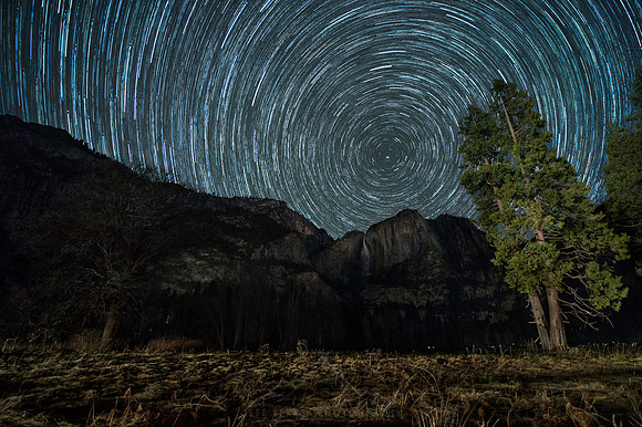 STAR TRAIL OVER YOSEMITE VALLEY